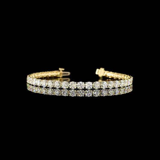 10.31 CTTW Round Lab Diamond Tennis Bracelet 6.5" 14k Yellow Gold (E Color and VS Clarity)