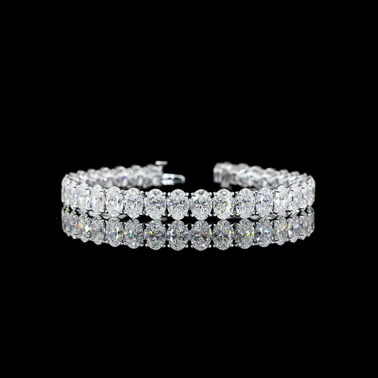 24.26 CTTW Oval Lab Diamond Tennis Bracelet (F Color and VS2 Clarity)