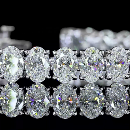 24.26 CTTW Oval Lab Diamond Tennis Bracelet (F Color and VS2 Clarity)