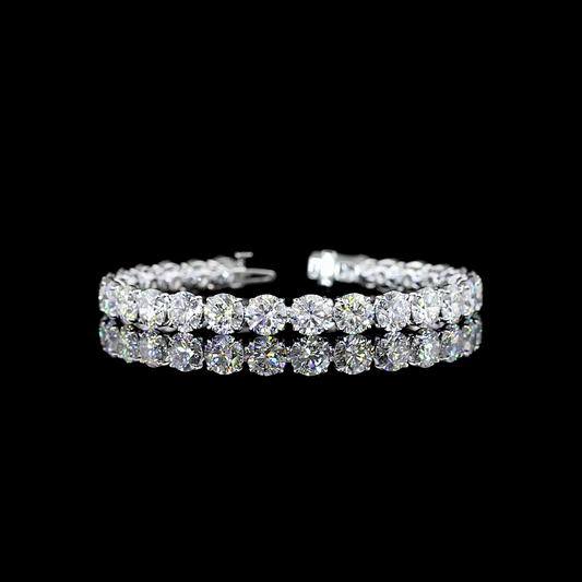 28.66 CTTW Round Lab Diamond Tennis Bracelet 7" 14k White Gold E Color and VS Clarity jewelry-spot-usa