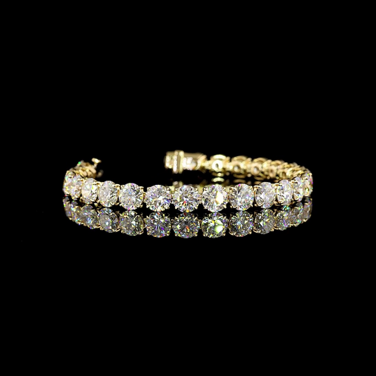 26.04 CTTW Round Lab Diamond Tennis Bracelet 6.5" 14k Yellow Gold E Color and VS1 Clarity jewelry-spot-usa