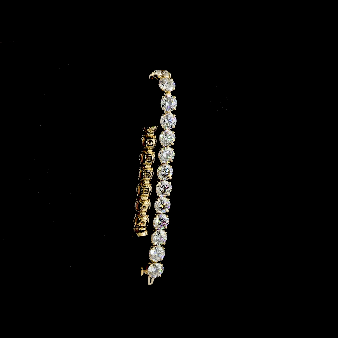 26.04 CTTW Round Lab Diamond Tennis Bracelet 6.5" 14k Yellow Gold E Color and VS1 Clarity jewelry-spot-usa