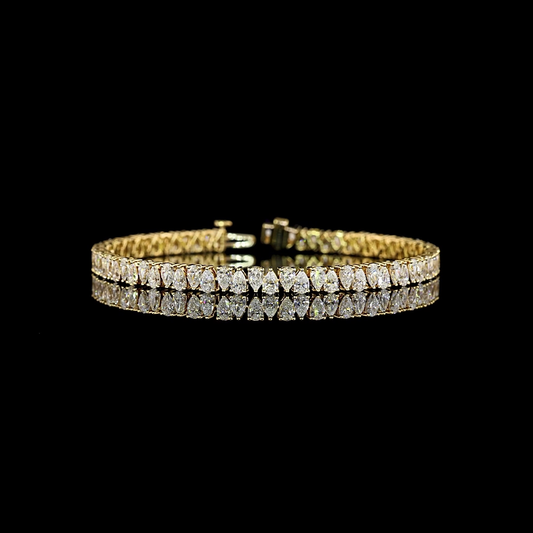 6.89 CTTW Pear Lab Diamond Tennis Bracelet 7" 14k Yellow Gold E Color and VS Clarity jewelry-spot-usa
