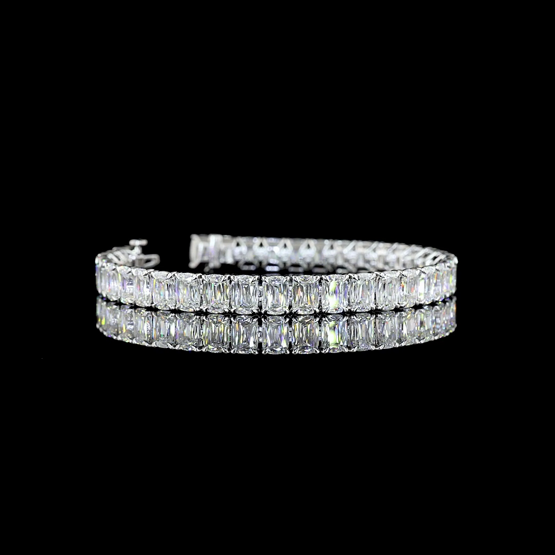 28.63 CTTW Radiant Modified Lab Diamond Tennis Bracelet 7" 14k White Gold E Color and VS Clarity jewelry-spot-usa