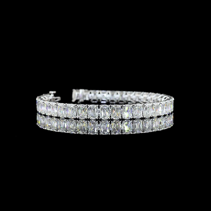 28.63 CTTW Radiant Modified Lab Diamond Tennis Bracelet 7" 14k White Gold E Color and VS Clarity jewelry-spot-usa