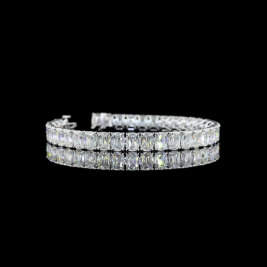 28.63 CTTW Radiant Modified Lab Diamond Tennis Bracelet 7" 14k White Gold E Color and VS Clarity jewelry-spot-usa