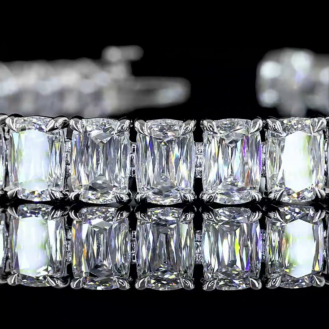 28.63 CTTW Radiant Modified Lab Diamond Tennis Bracelet 7" 14k White Gold E Color and VS Clarity jewelry-spot-usa