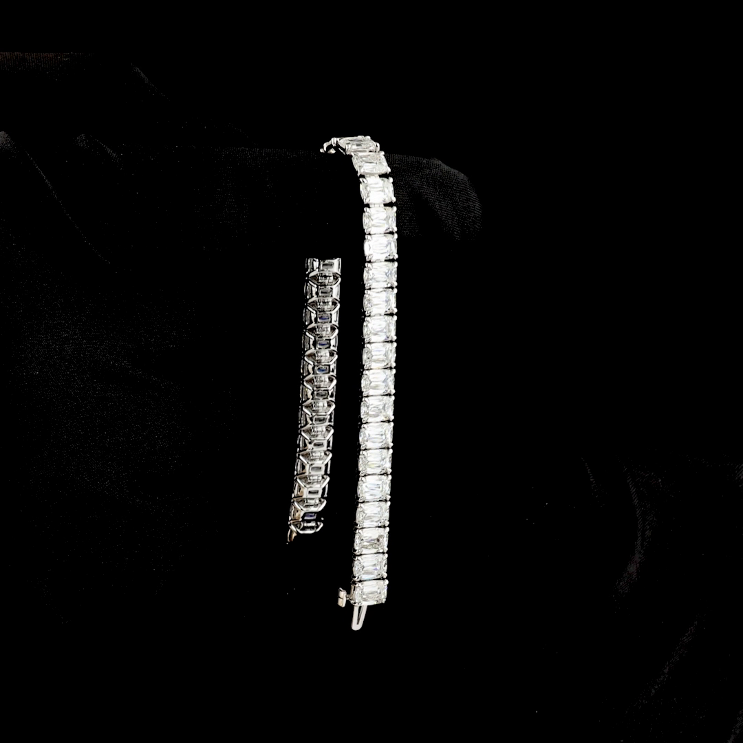 28.63 CTTW Radiant Modified Lab Diamond Tennis Bracelet 7" 14k White Gold E Color and VS Clarity jewelry-spot-usa