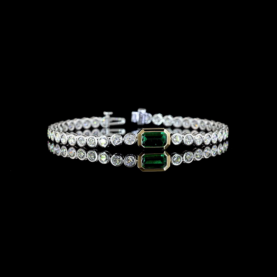 5.23 CTTW Emerald Lab Diamond Station Line Tennis Bracelet