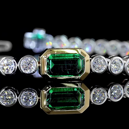 5.23 CTTW Emerald Lab Diamond Station Line Tennis Bracelet