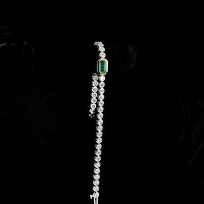 5.23 CTTW Emerald Lab Diamond Station Line Tennis Bracelet