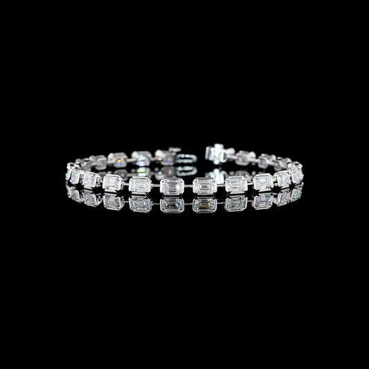 7.33 CTTW Emerald Lab Diamond Station Bracelet 7" 14k White Gold E Color and VS1 Clarity jewelry-spot-usa