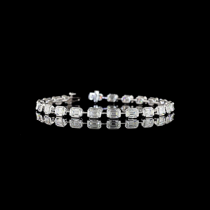 7.06 CTTW Emerald Lab Diamond Station Bracelet (E Color and VS2 Clarity)