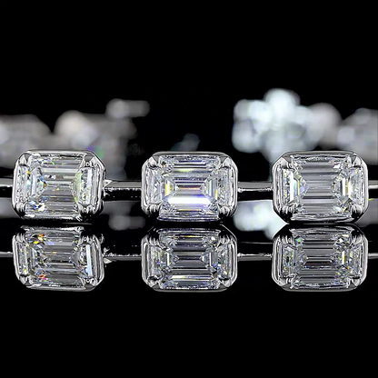 7.06 CTTW Emerald Lab Diamond Station Bracelet (E Color and VS2 Clarity)