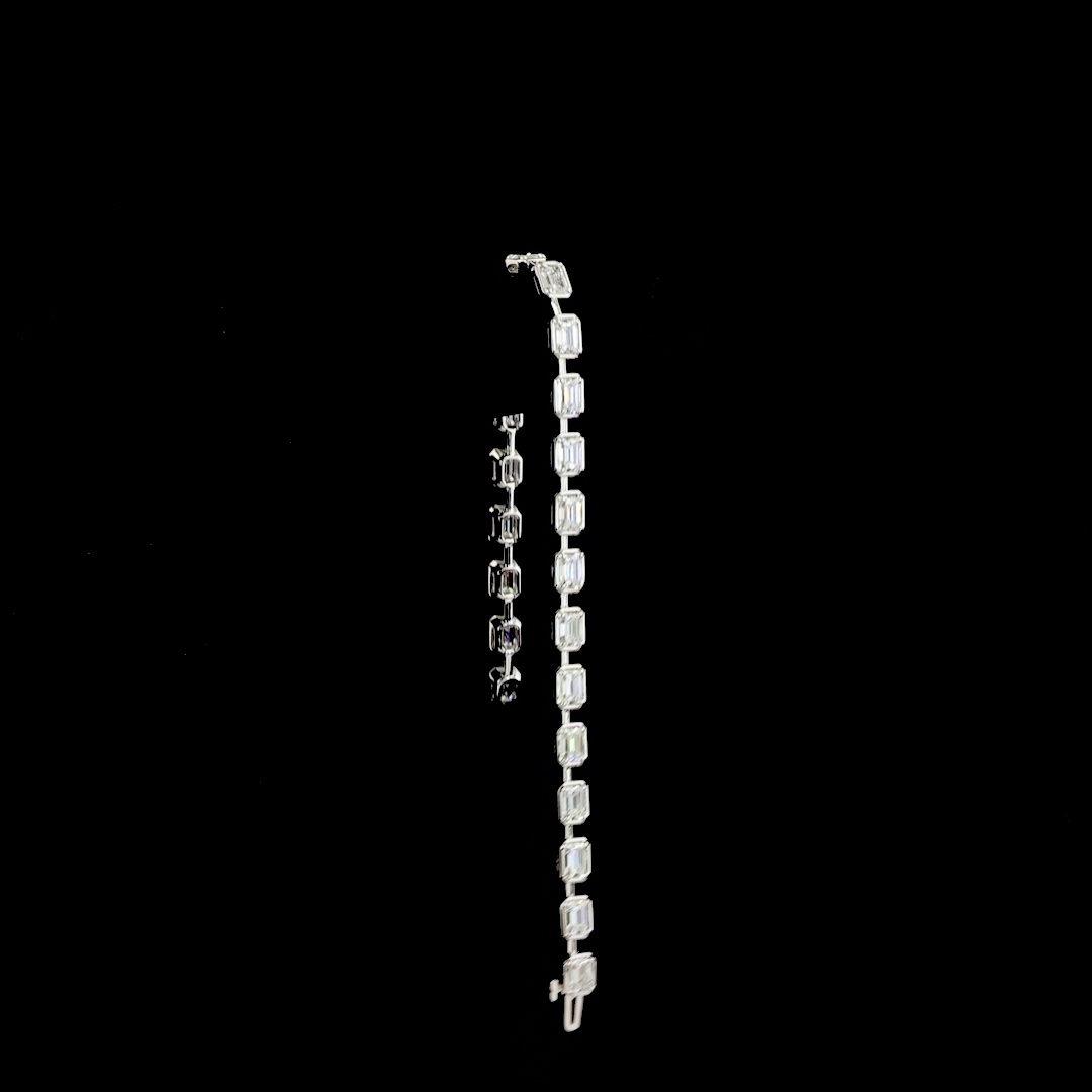 7.06 CTTW Emerald Lab Diamond Station Bracelet (E Color and VS2 Clarity)