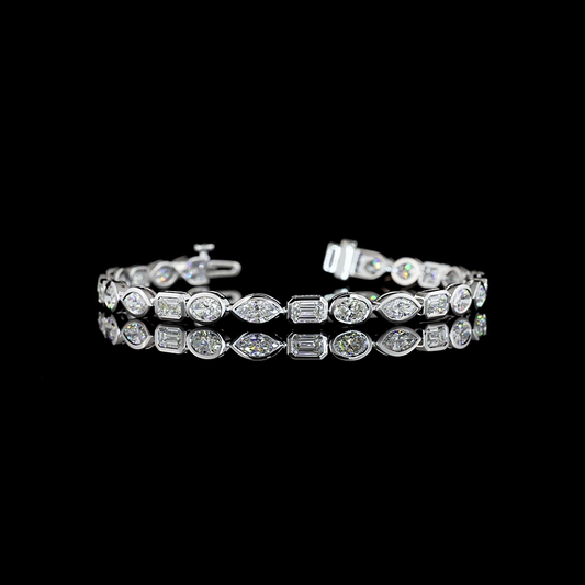 7.02 CTTW MIX Lab Diamond Tennis Bracelet 6.5" 14k White Gold (E Color and VS Clarity)