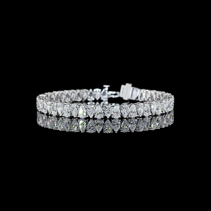 14.87 CTTW Pear Lab Diamond Tennis Bracelet 7" 14k White Gold (E Color and VS Clarity)
