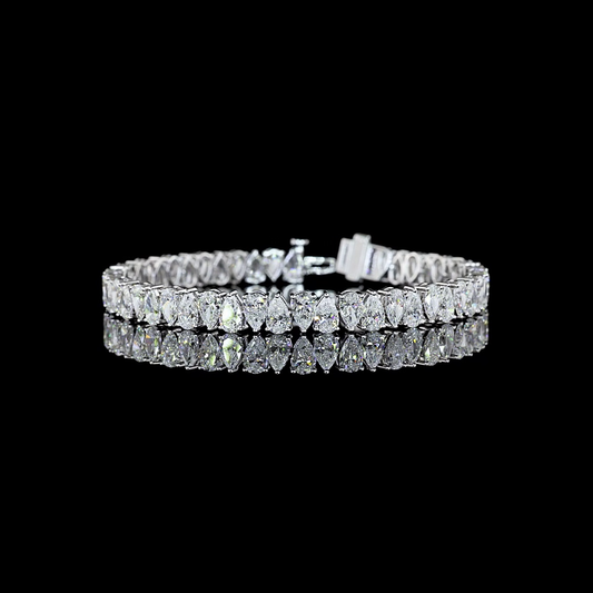 14.87 CTTW Pear Lab Diamond Tennis Bracelet 7" 14k White Gold (E Color and VS Clarity)