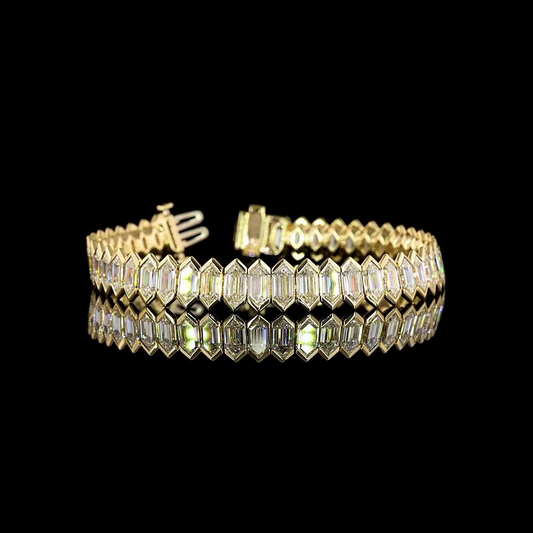 24.56 CTTW Step Marquise Lab Diamond Tennis Bracelet (E Color and VVS2 Clarity)