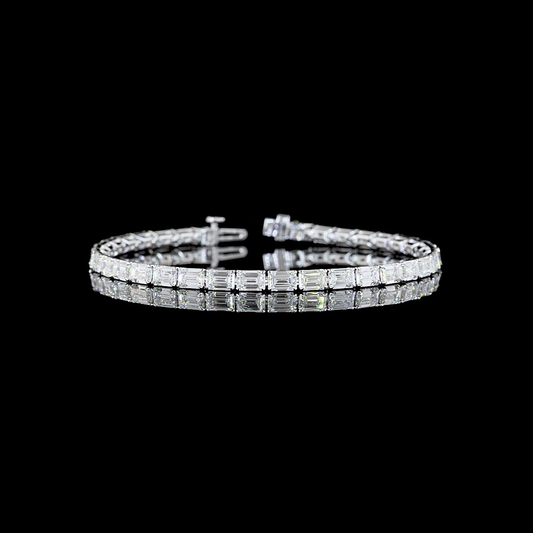 11.36 CTTW Emerald Lab Diamond Tennis Bracelet 7" 14k White Gold E Color and VS Clarity jewelry-spot-usa