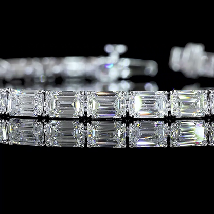 11.36 CTTW Emerald Lab Diamond Tennis Bracelet 7" 14k White Gold E Color and VS Clarity jewelry-spot-usa