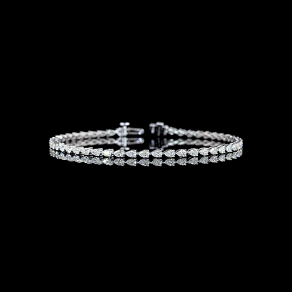 2.62 CTTW Pear Lab Diamond Tennis Bracelet 7" 14k White Gold E Color and VS1 Clarity jewelry-spot-usa