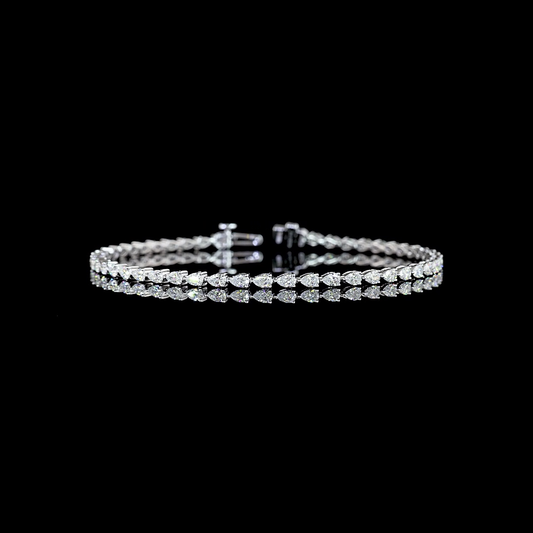 2.62 CTTW Pear Lab Diamond Tennis Bracelet 7" 14k White Gold E Color and VS1 Clarity jewelry-spot-usa