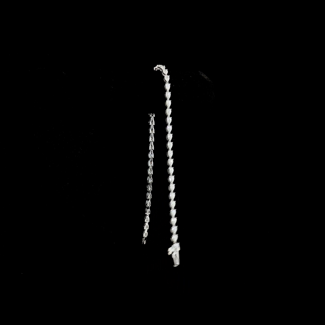 2.62 CTTW Pear Lab Diamond Tennis Bracelet 7" 14k White Gold E Color and VS1 Clarity jewelry-spot-usa