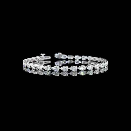 6.52 CTTW Pear Lab Diamond Tennis Bracelet 7" 14k White Gold E Color and VS Clarity jewelry-spot-usa
