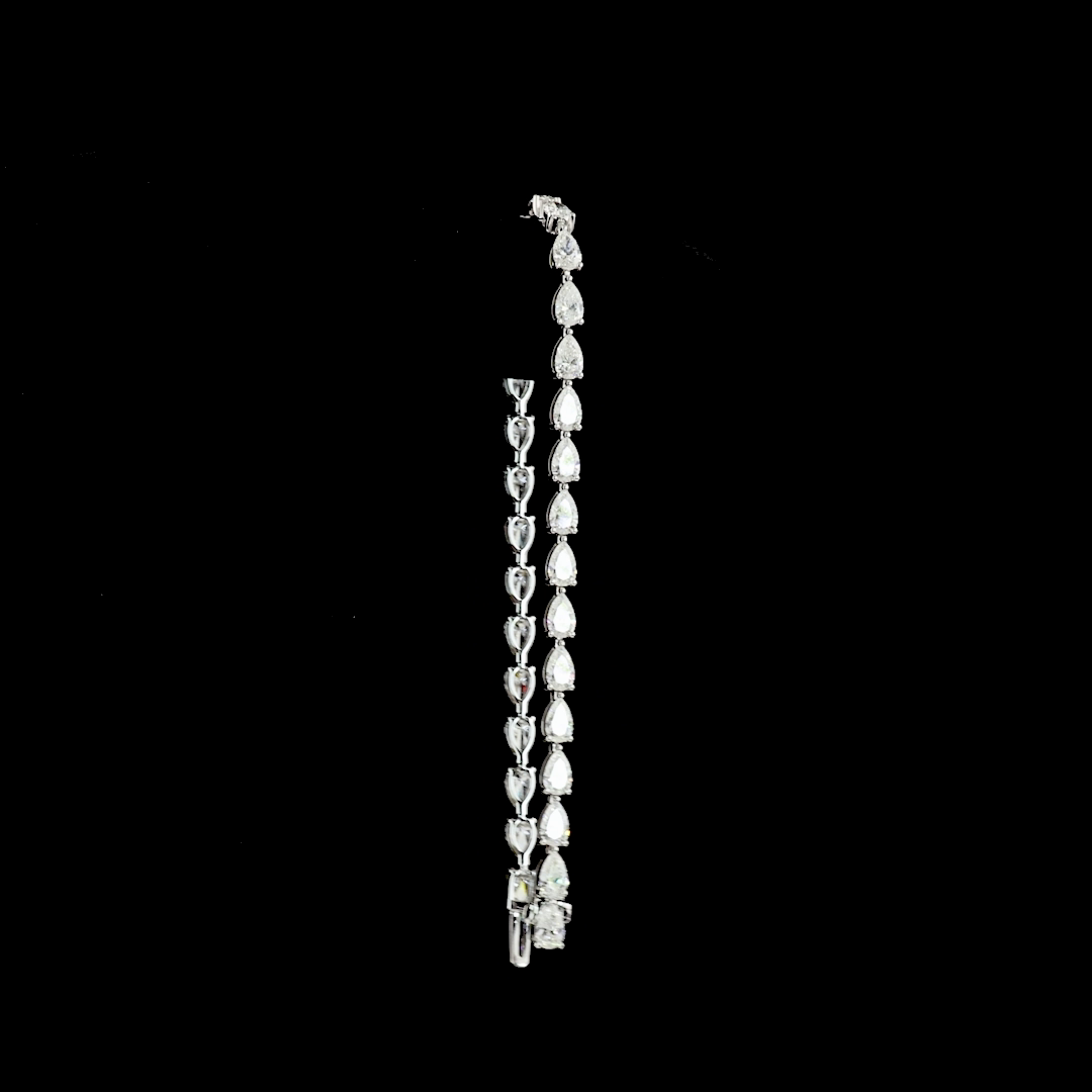 6.52 CTTW Pear Lab Diamond Tennis Bracelet 7" 14k White Gold E Color and VS Clarity jewelry-spot-usa