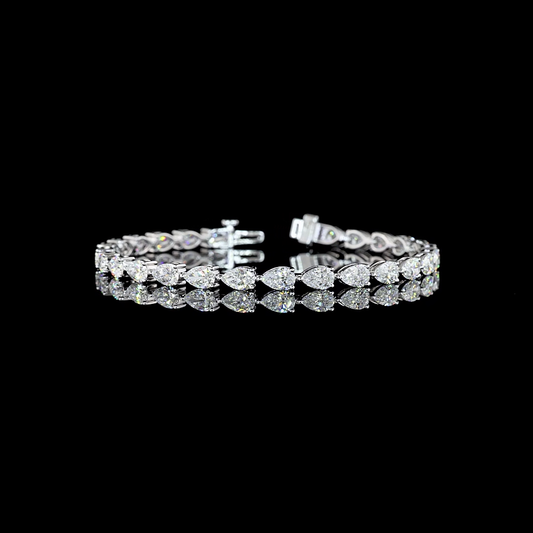 9.21 CTTW Pear Lab Diamond Tennis Bracelet 7" 14k White Gold E Color and VS Clarity jewelry-spot-usa