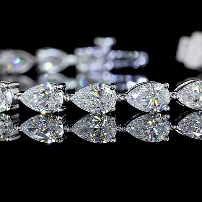 9.21 CTTW Pear Lab Diamond Tennis Bracelet 7" 14k White Gold E Color and VS Clarity jewelry-spot-usa