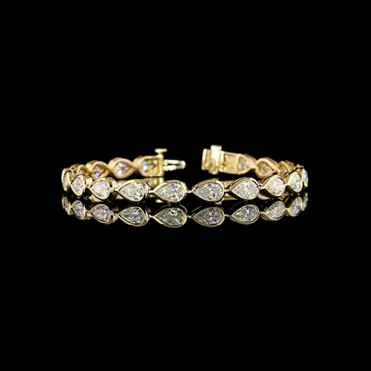 10.52 CTTW Pear Lab Diamond Tennis Bracelet 7" 14k Yellow Gold D Color and VS1 Clarity jewelry-spot-usa