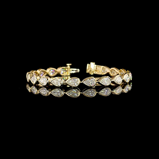 10.52 CTTW Pear Lab Diamond Tennis Bracelet 7" 14k Yellow Gold D Color and VS1 Clarity jewelry-spot-usa