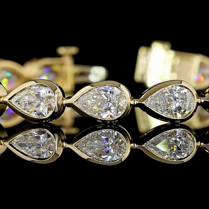 10.52 CTTW Pear Lab Diamond Tennis Bracelet 7" 14k Yellow Gold D Color and VS1 Clarity jewelry-spot-usa