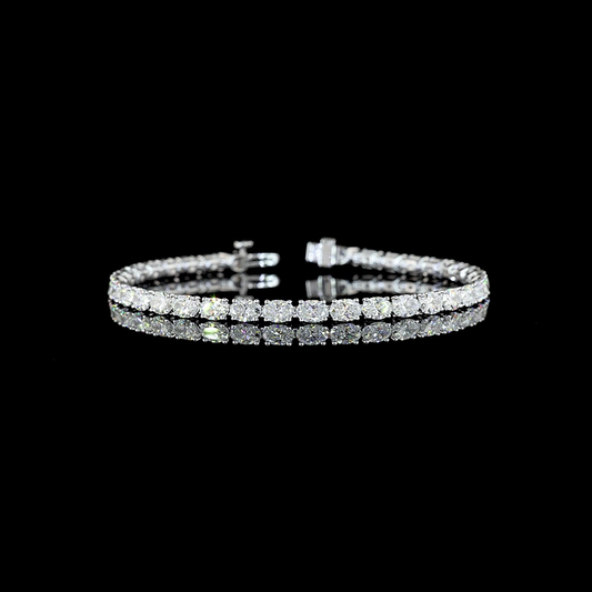 8.13 CTTW Oval Lab Diamond Tennis Bracelet 7" 14k White Gold E Color and VS Clarity jewelry-spot-usa