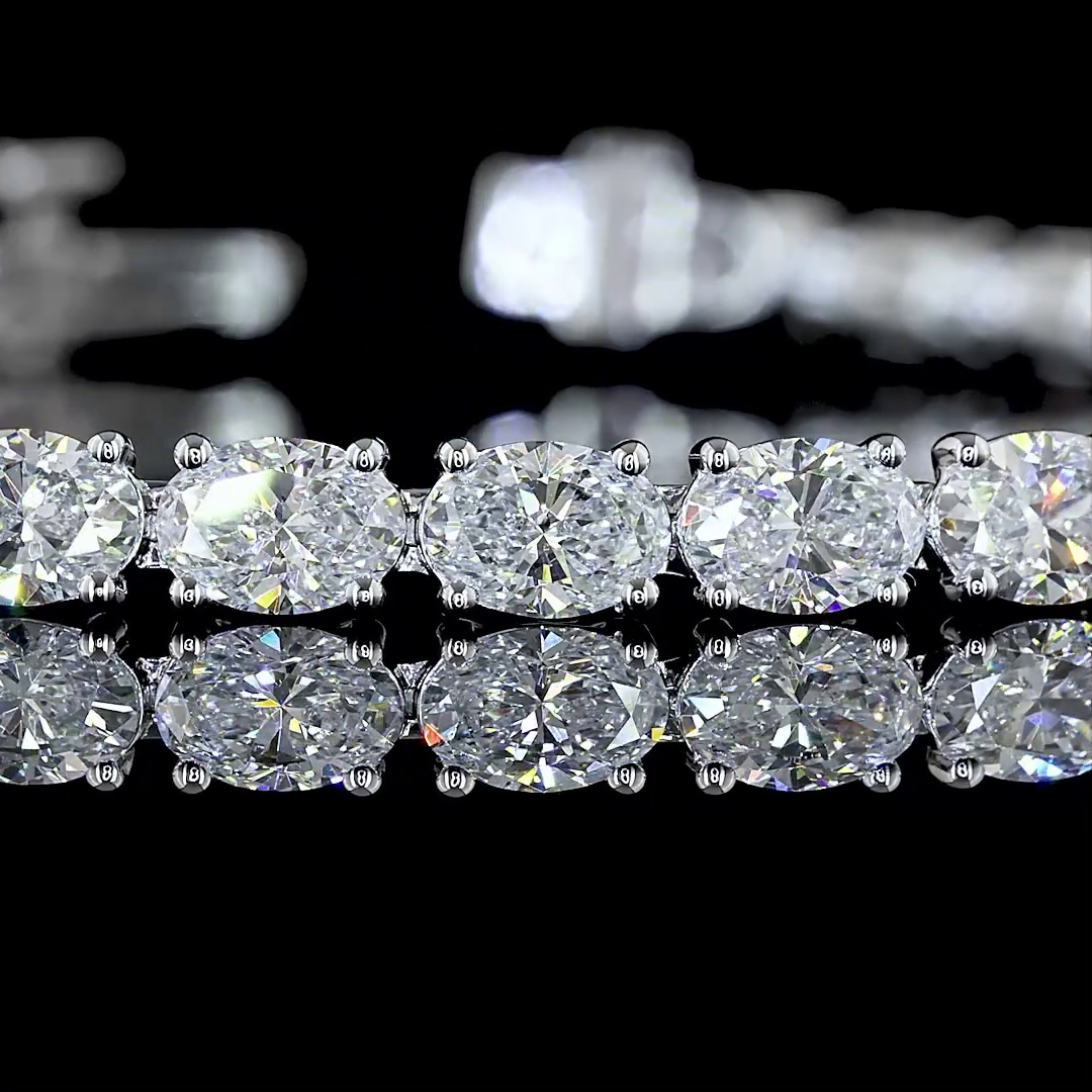 8.13 CTTW Oval Lab Diamond Tennis Bracelet 7" 14k White Gold E Color and VS Clarity jewelry-spot-usa