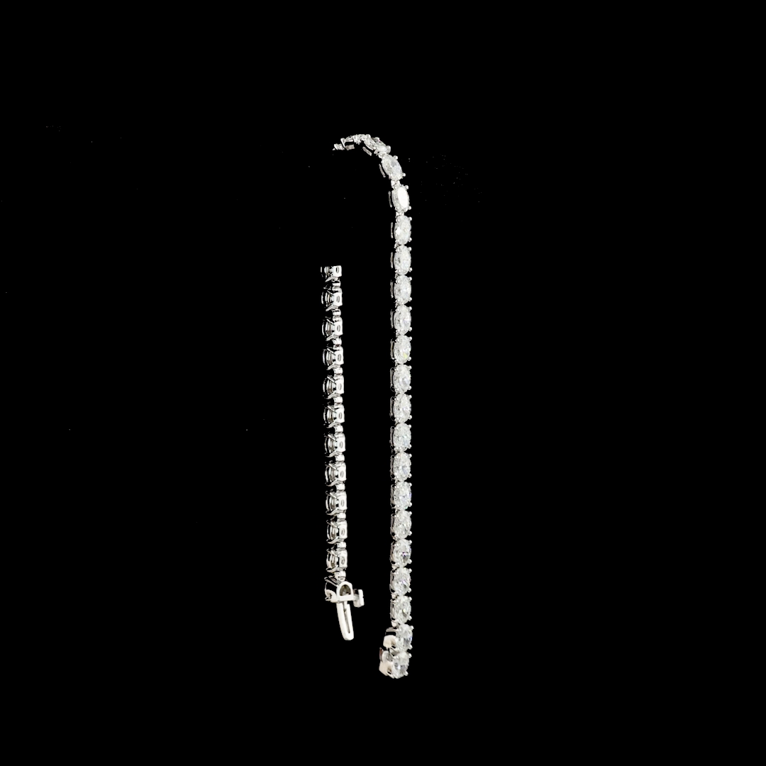 8.13 CTTW Oval Lab Diamond Tennis Bracelet 7" 14k White Gold E Color and VS Clarity jewelry-spot-usa