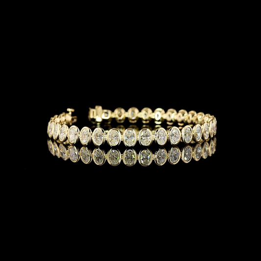 10.72 CTTW Oval Lab Diamond Tennis Bracelet 7" 14k Yellow Gold E Color and VS Clarity jewelry-spot-usa