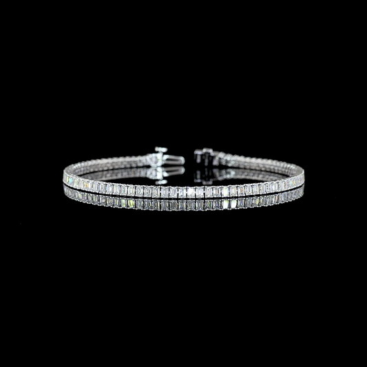 4.03 CTTW Emerald Lab Diamond Tennis Bracelet 7" (E Color and VS Clarity)