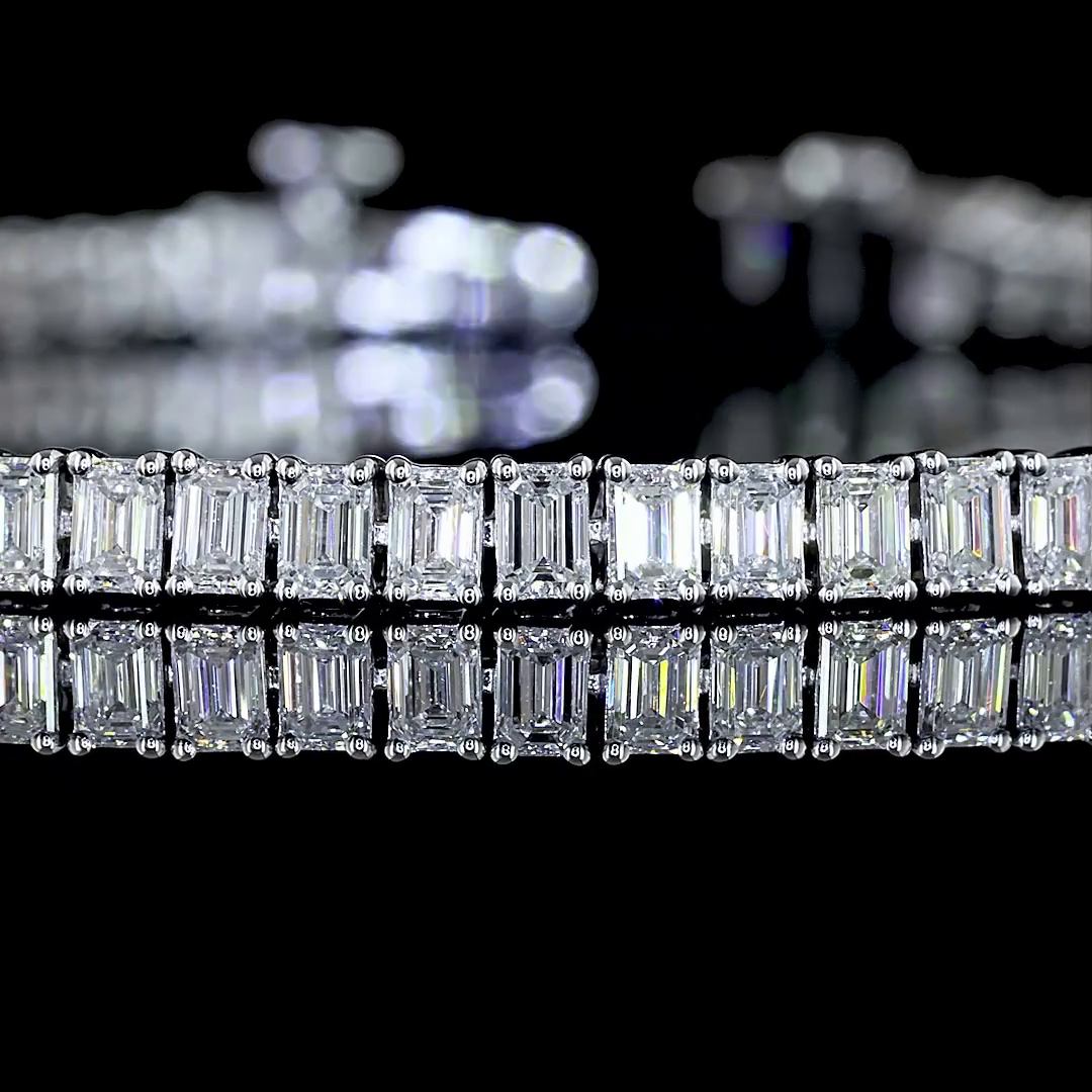 4.03 CTTW Emerald Lab Diamond Tennis Bracelet 7" (E Color and VS Clarity)