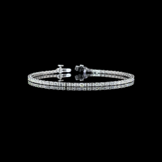 2.98 CTTW Emerald Lab Diamond Tennis Bracelet 7" 14k White Gold E Color and VS Clarity jewelry-spot-usa