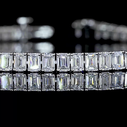 6.91 CTTW Emerald Lab Diamond Tennis Bracelet 7" 14k White Gold E Color and VS Clarity jewelry-spot-usa