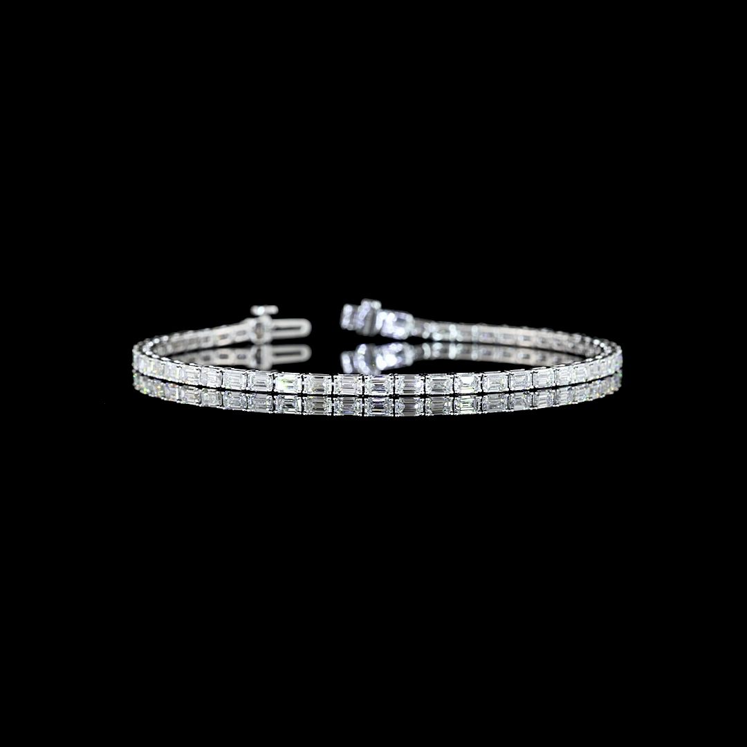 4.90 CTTW Emerald Lab Diamond Tennis Bracelet 7" 14k White Gold E Color and VS Clarity jewelry-spot-usa
