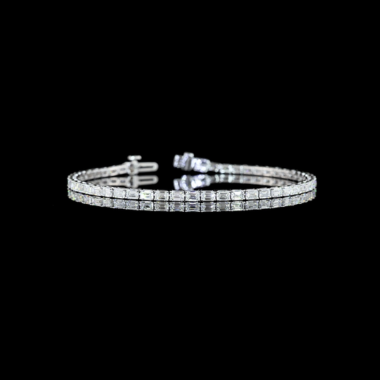 4.90 CTTW Emerald Lab Diamond Tennis Bracelet 7" 14k White Gold E Color and VS Clarity jewelry-spot-usa