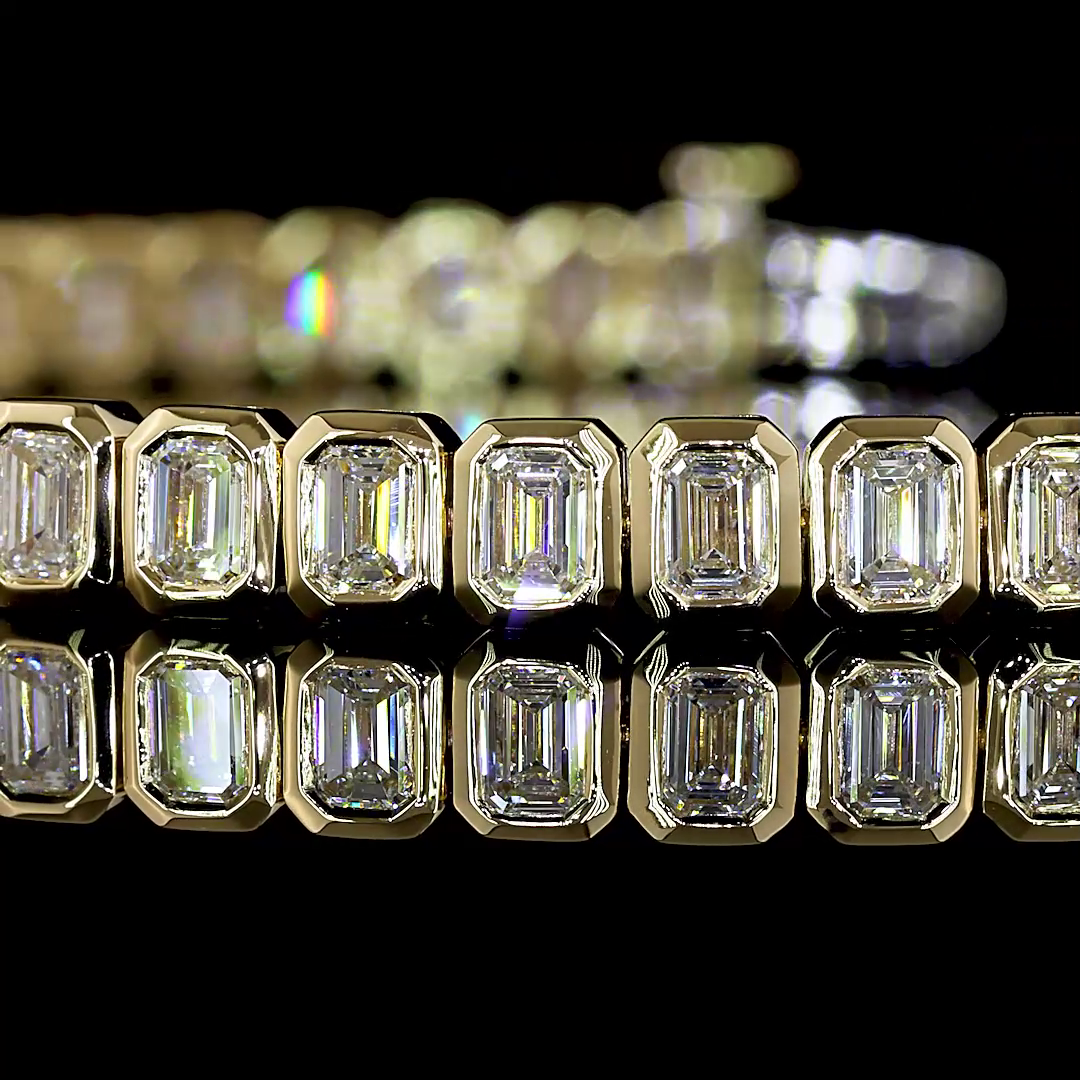 5.08 CTTW Emerald Lab Diamond Tennis Bracelet 7" 14k Yellow Gold E Color and VS Clarity jewelry-spot-usa