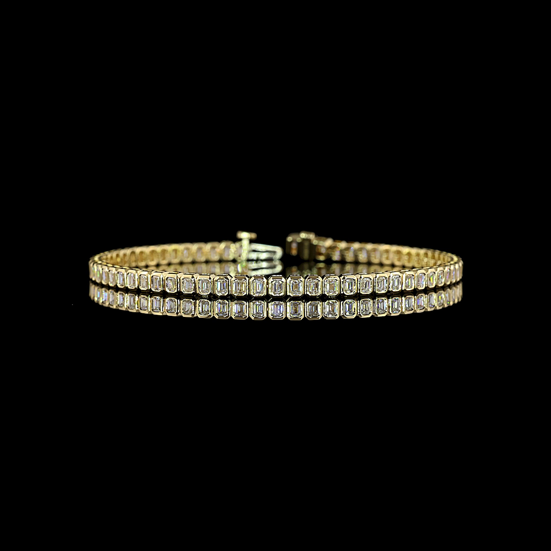 3.09 CTTW Emerald Lab Diamond Tennis Bracelet 7" 14k Yellow Gold E Color and VS Clarity jewelry-spot-usa