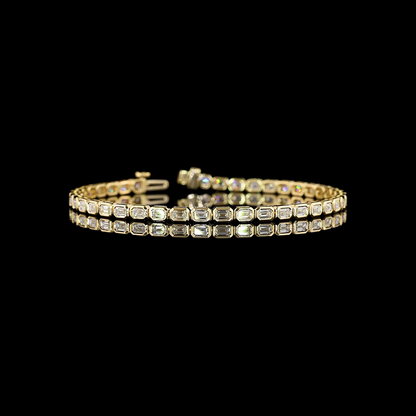 3.93 CTTW Emerald Lab Diamond Tennis Bracelet 7" 14k Yellow Gold E Color and VS Clarity jewelry-spot-usa