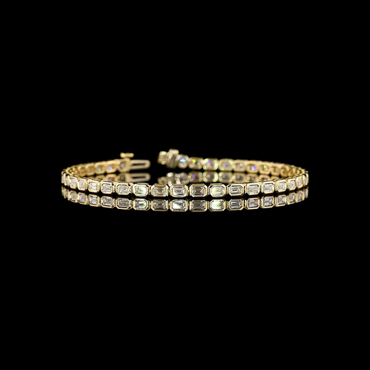 3.93 CTTW Emerald Lab Diamond Tennis Bracelet 7" 14k Yellow Gold E Color and VS Clarity jewelry-spot-usa