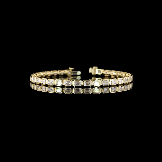 6.42 CTTW Emerald Lab Diamond Tennis Bracelet 7" 14k Yellow Gold E Color and VS Clarity jewelry-spot-usa